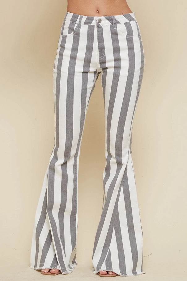 Stripped Grey Western Flares
