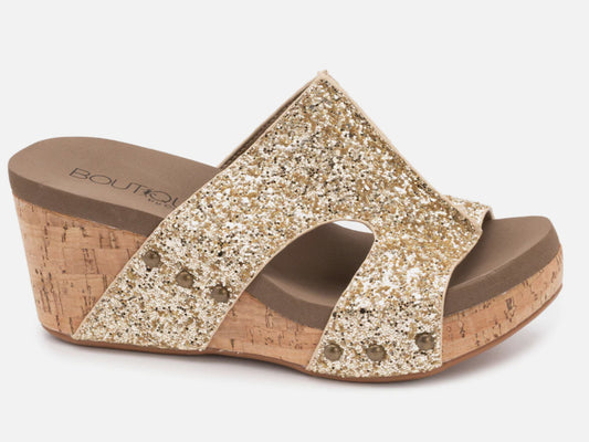 CORKY’S Gol Glitter Oasis Wedge